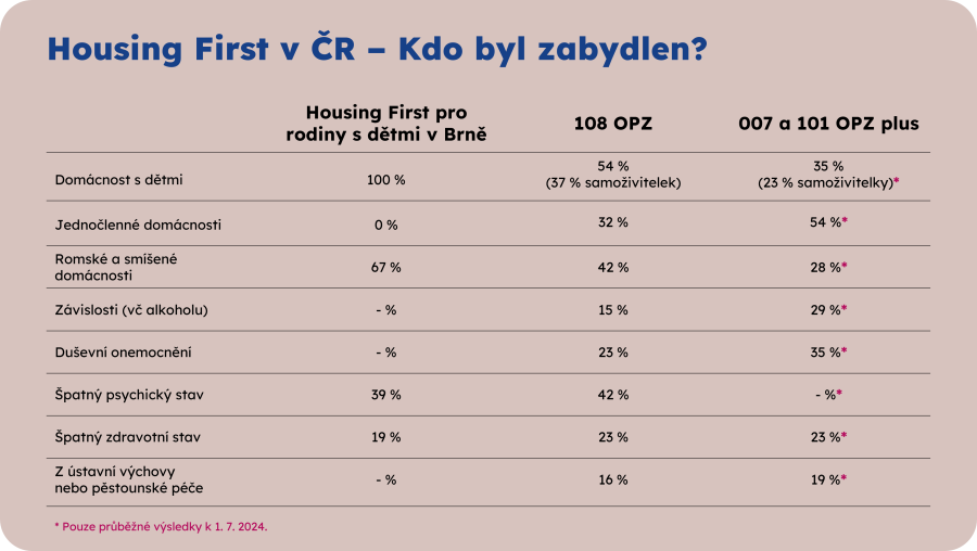 Složení domácností a typy problémů lidí z HF programů